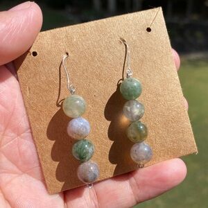 Moss agate bead earrings